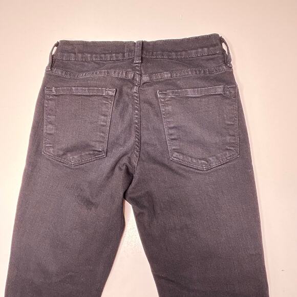 Frame Le Skinny De Jeanne Crop Black Jean Released Hem Frayed Jeans 25 - Picture 2 of 12